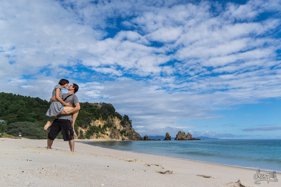 Le matin de la Saint Valentin, sur les plages du Coromandel en Nouvelle-Zélande