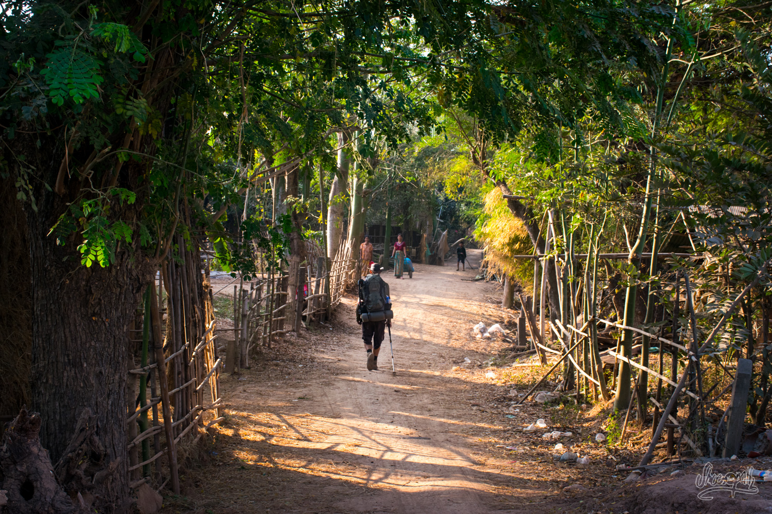 Quentin, early morning on our little track along the Mekong