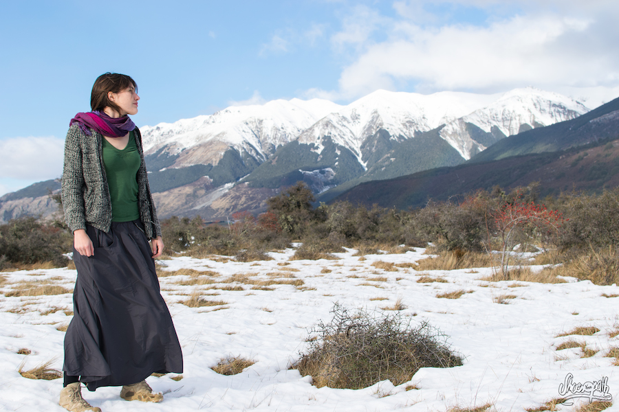 Premier essai de la jupe Macabi Skirt dans la neige néozélandaise