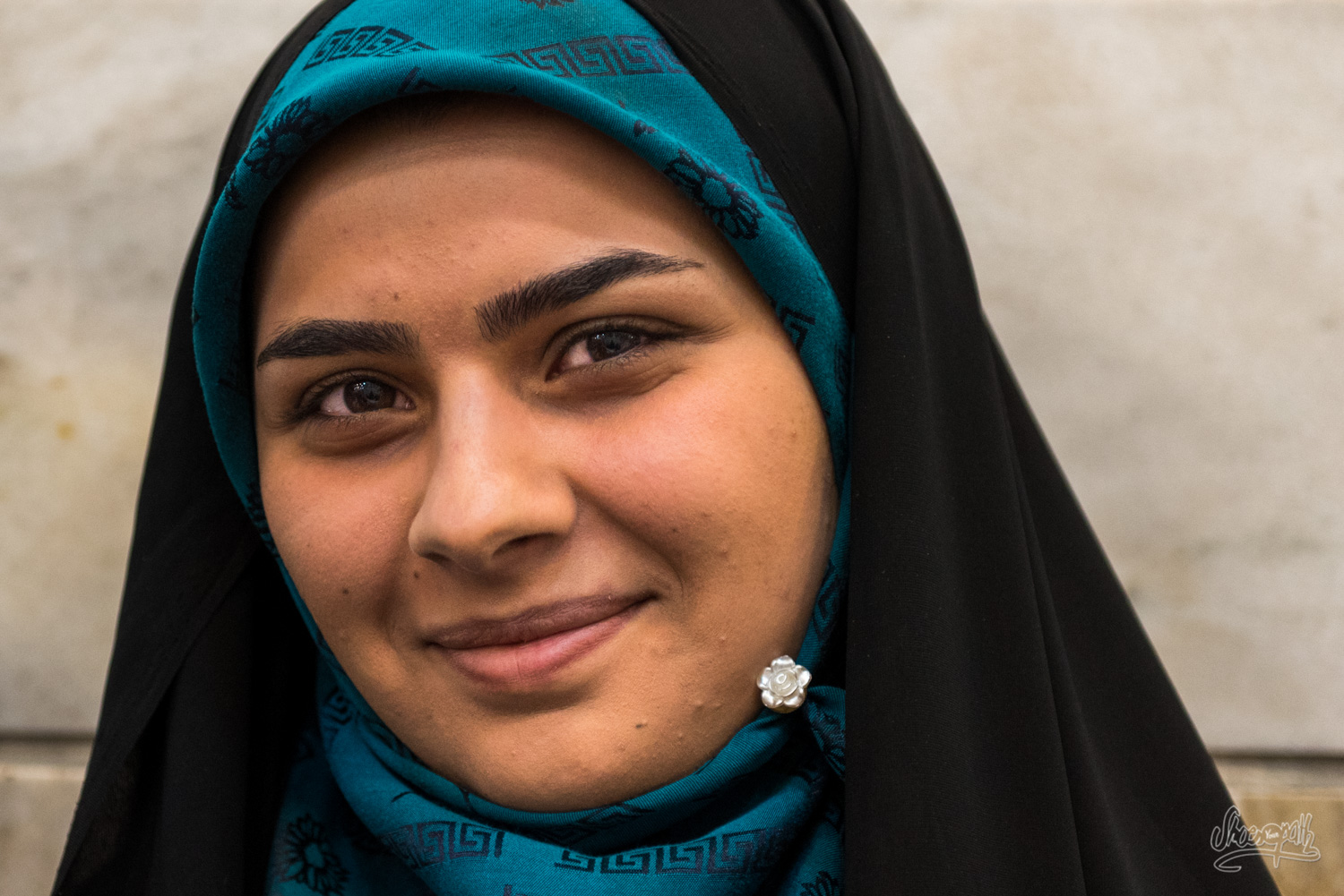 Closeup street portrait iranian man stock photo