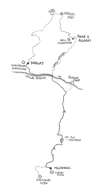 Peaks of the Balkans - Map - Milishevc to Drelaj